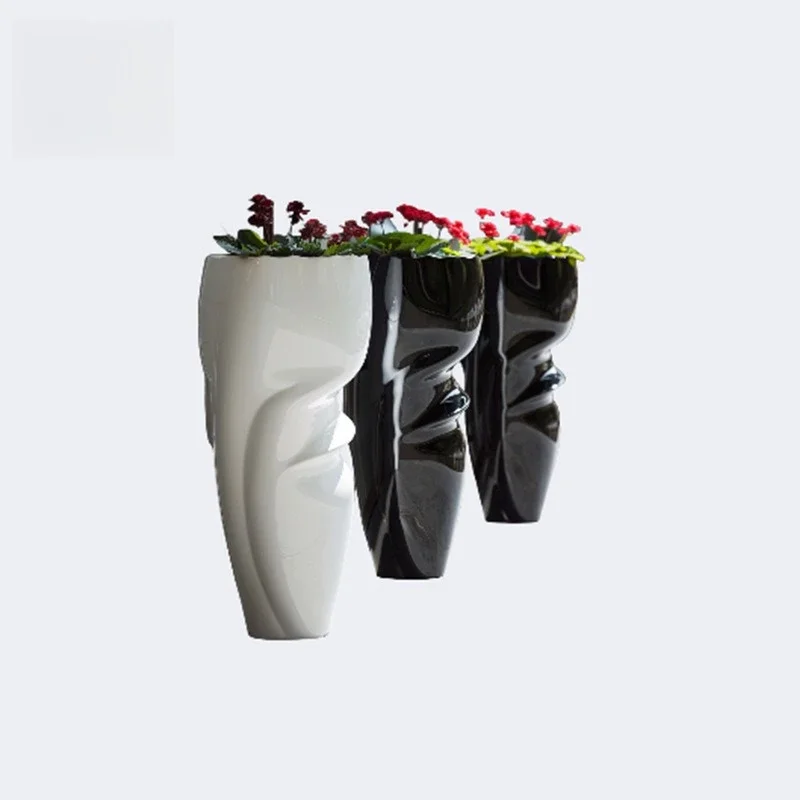 

FRP simple floor combination, large flower pot outdoor mobile flower box, gardening landscape