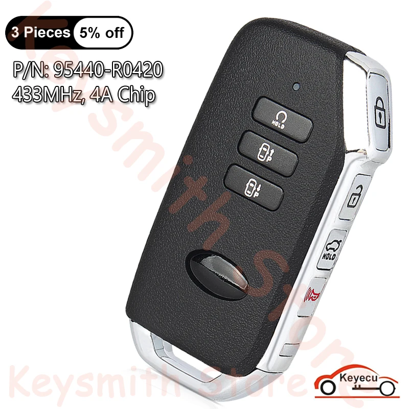 KEYECU 3+4 7 Buttons 433MHz 4A Chip for KIA Carnival 2022 2023 2024 Auto Modified Smart Remote Key Fob P/N: 95440-R0420