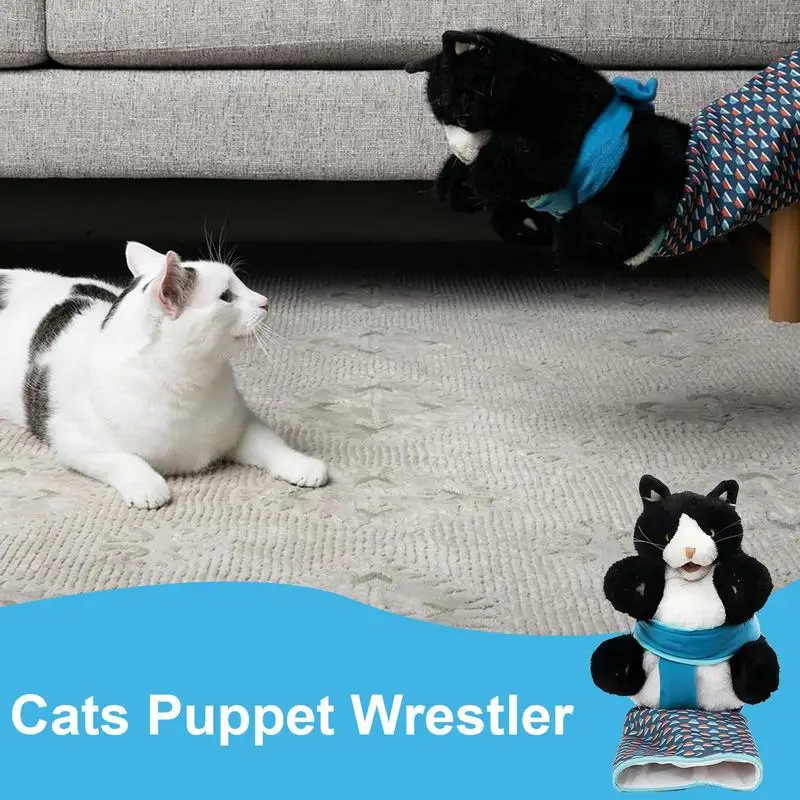 Cats Puppet Wrestler Glove With Sturdy Padding Plush Cat Wrestling Toy Animal Hand Glove Cats Interactive Toys Role Play Puppet