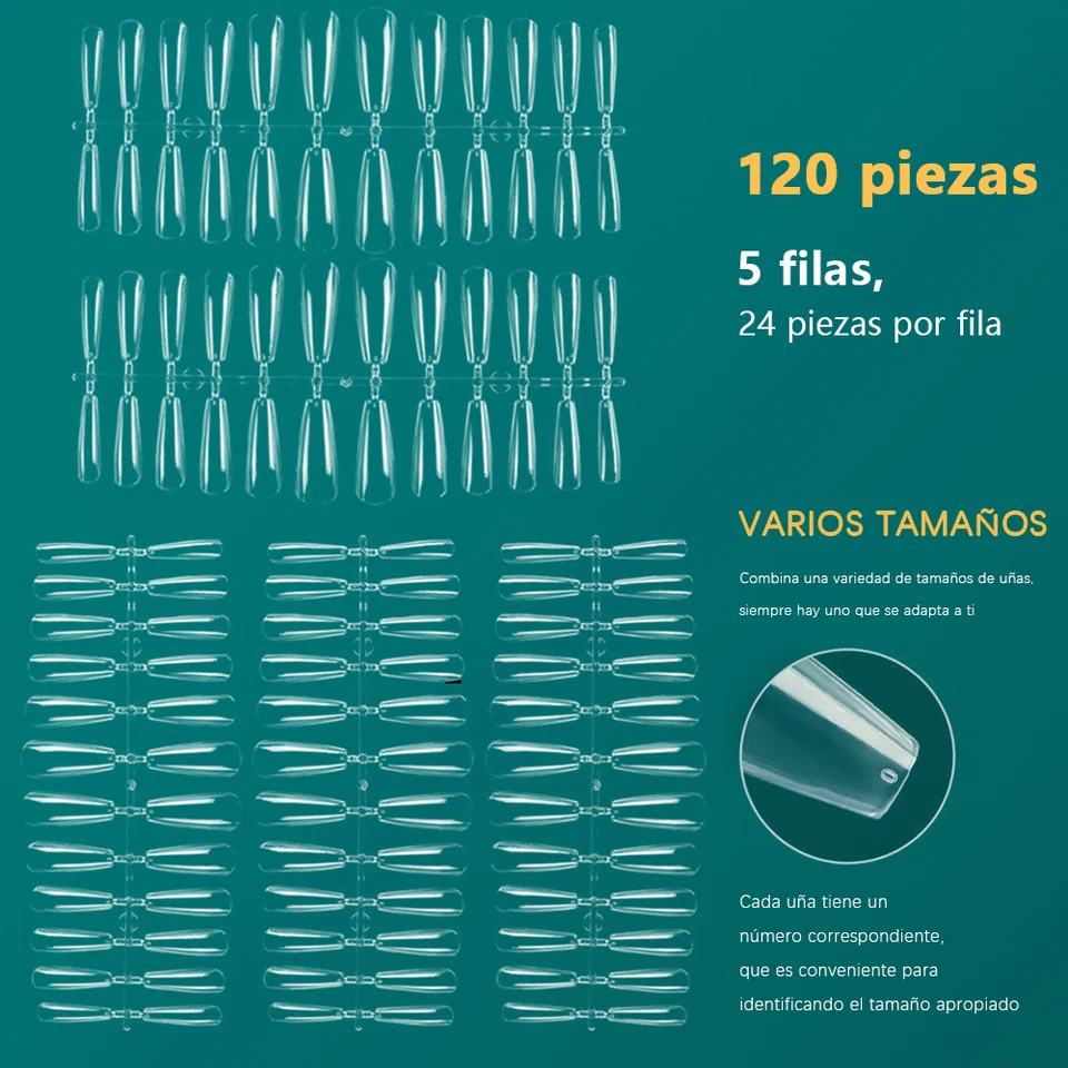 NAILPOP 120pcs uñas postizas de cobertura total, ataúd, gel suave, estilo americano, tips en cápsula para sistema de extensión 4