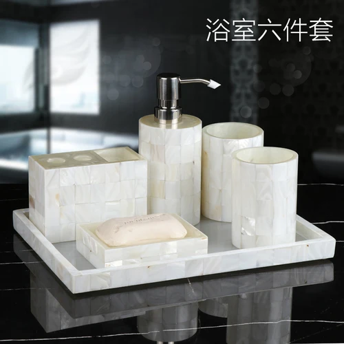 Bathroom Set Wash Toiletries Mouthwash Cup Lotion Bottle Toothbrush Holder Soap Dish Cotton Swab Box Tray Tissue view 4