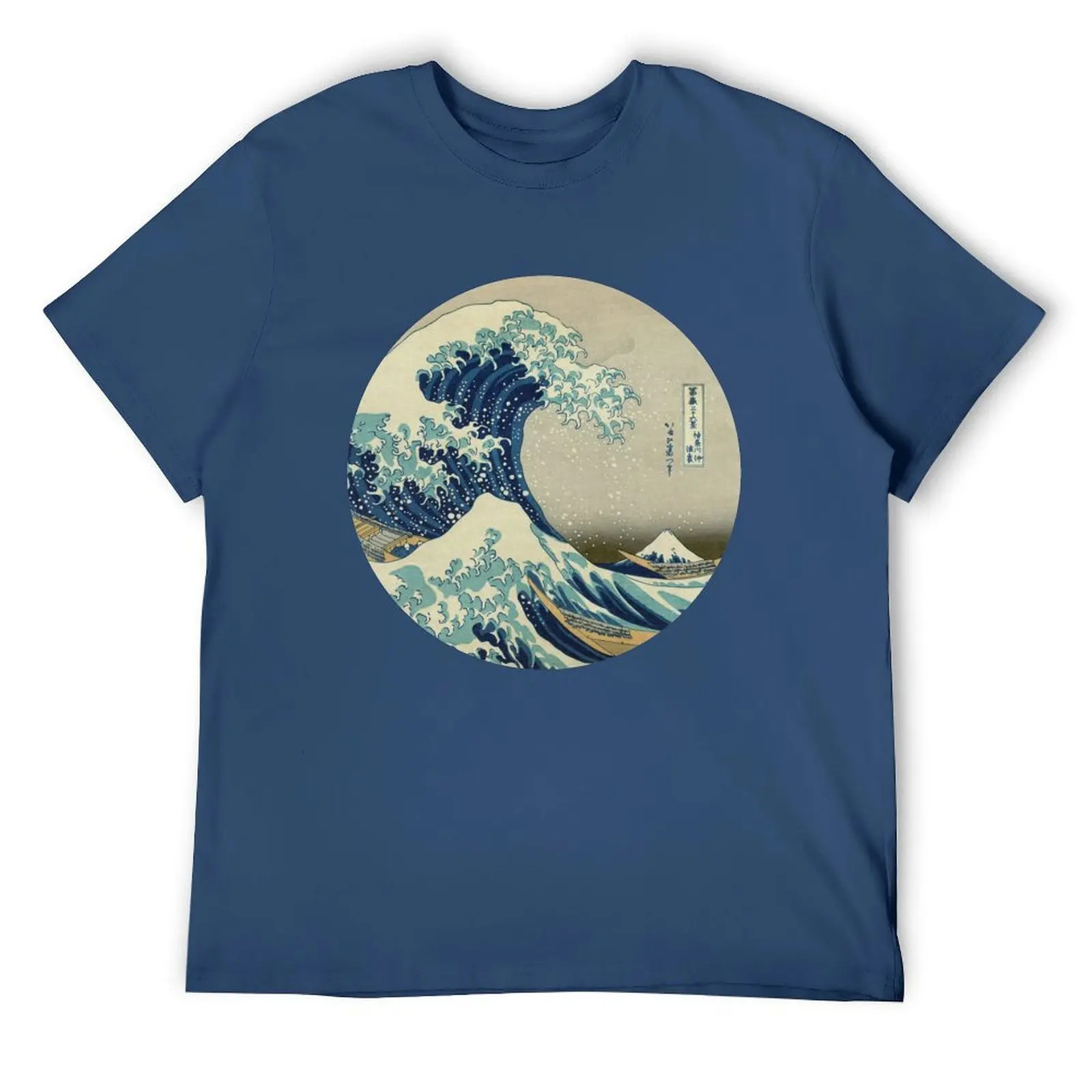 Great Wave off Kanagawa circle T-Shirt blue lock man clothes luxury clothes men