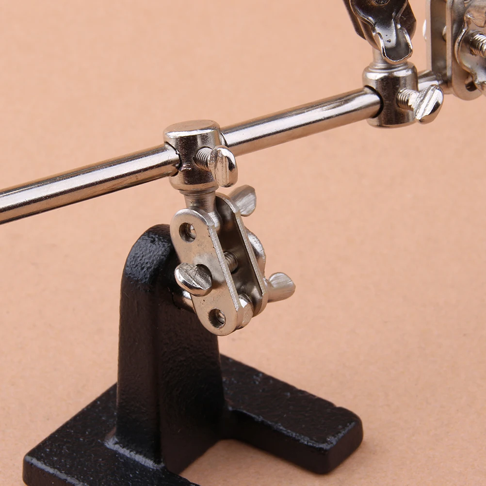 

1 set 1 Set 5X Magnifying Glass 65Mm Lens Cast Steel Base Rotatable Three-Handed Magnifier Double Clips Auxiliary Bracket For