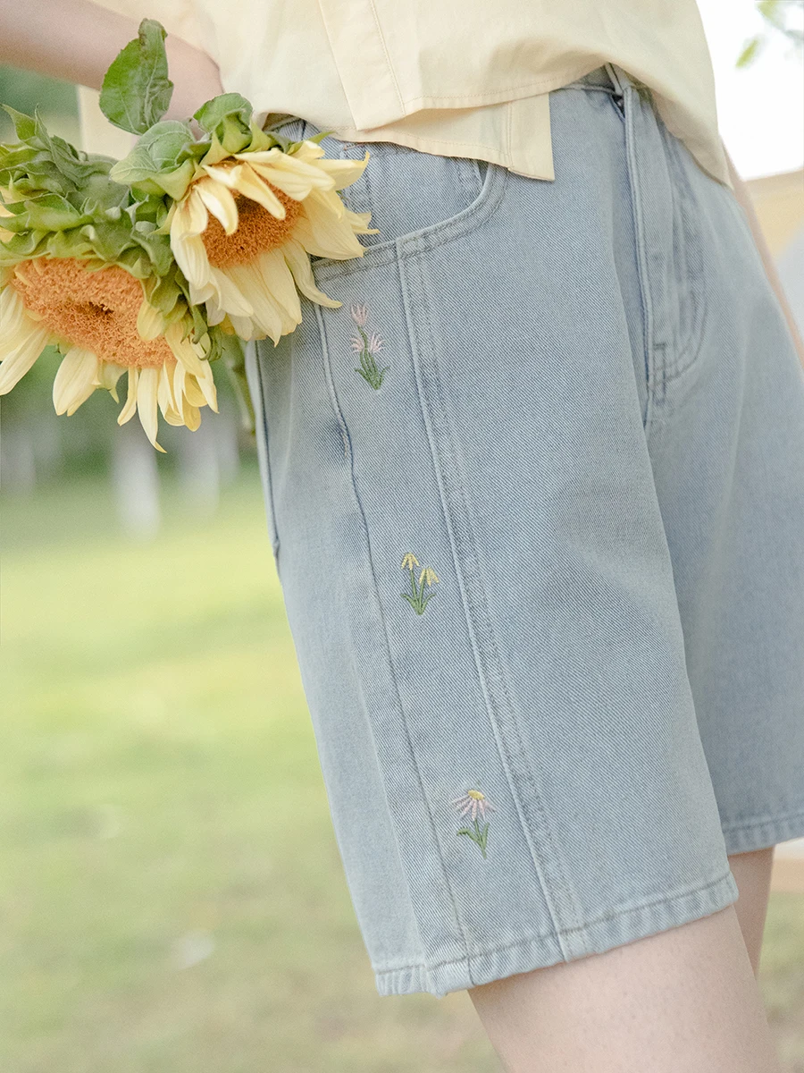 

High Waist Wide Leg ort Jeans Women's Spring New Sle Thin Straight Cut Loose Fit Five Parts Pants Casual Denim orts