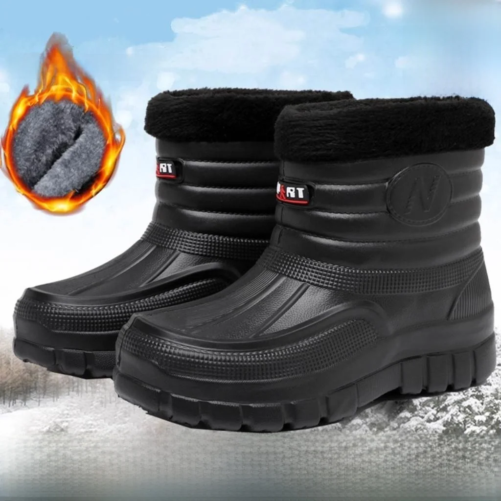 

Men's Winter High-Top Fce Lined Snow Boots Waterproof Warm Work Boots Fiing Boots Casual Boots for Kitchen Outdoor Work