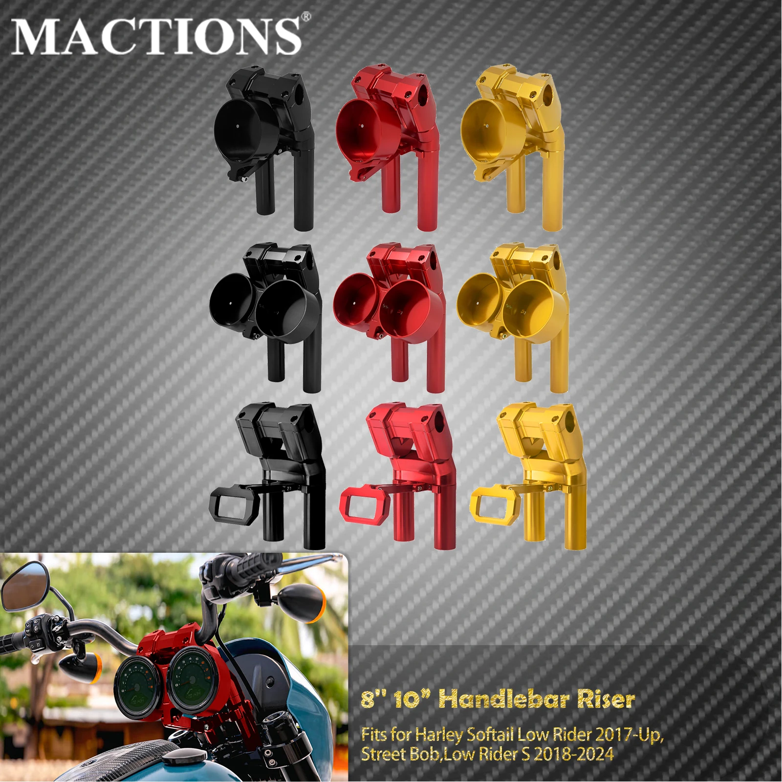 Motorcycle 8'' 10'' Handlebar Risers Instrument Support Bracket Kit For Harley Softail Low Rider 2017-Up Street Bob LXLRS FXBB