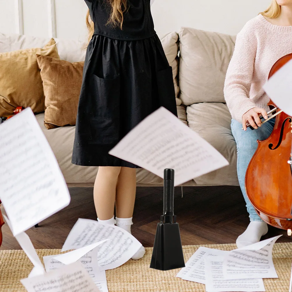 

2Pcs Durable ABS Metal Cowbell Clear Sound Music Accessory for Performance Drum Set and Cheering Cowbell with Handle