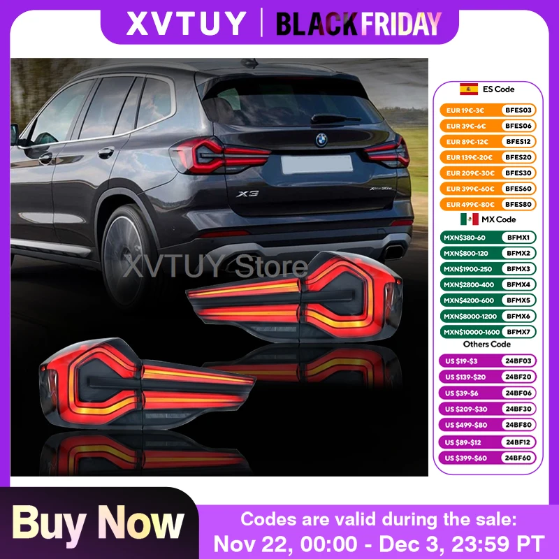 LED Tail Light Kit For BMW X3 G08 2018-2021 Year Car Tail Lamp Work Fogger Stop Brake Lights Assembly Left Right 2 Pcs One Set