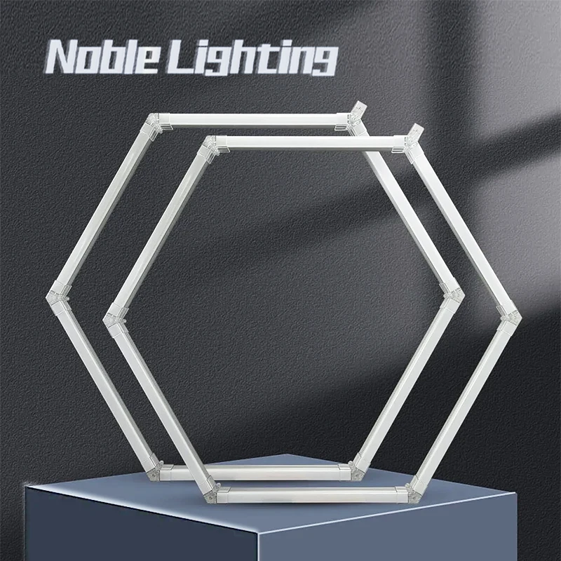 Gym Barbershop Hair Salon Ceiling Light Hexagon Garage Led Light Honeycomb Led  Lighting 110V/220V For Auto Car lagre speace image 5