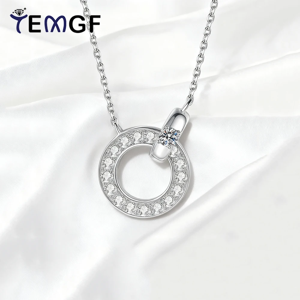 

Ожерелье TEMGF 3 мм с муассанитом для женщин, стерлинговое серебро S925, круглая подвеска на шею, модные ювелирные изделия, сертификация GRA