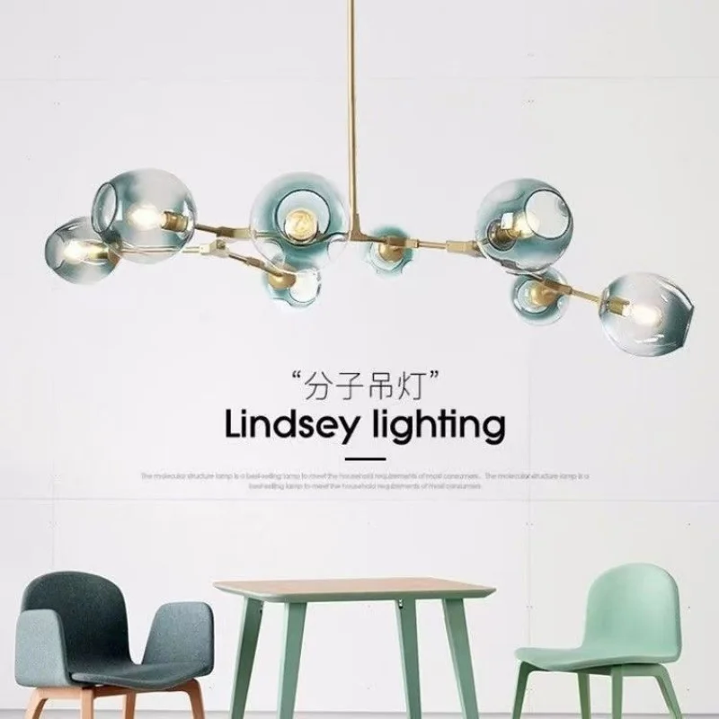 Nordic lighting modern and simple glass bar table lamp  molecular pendant light for clothing store front desk and dining table