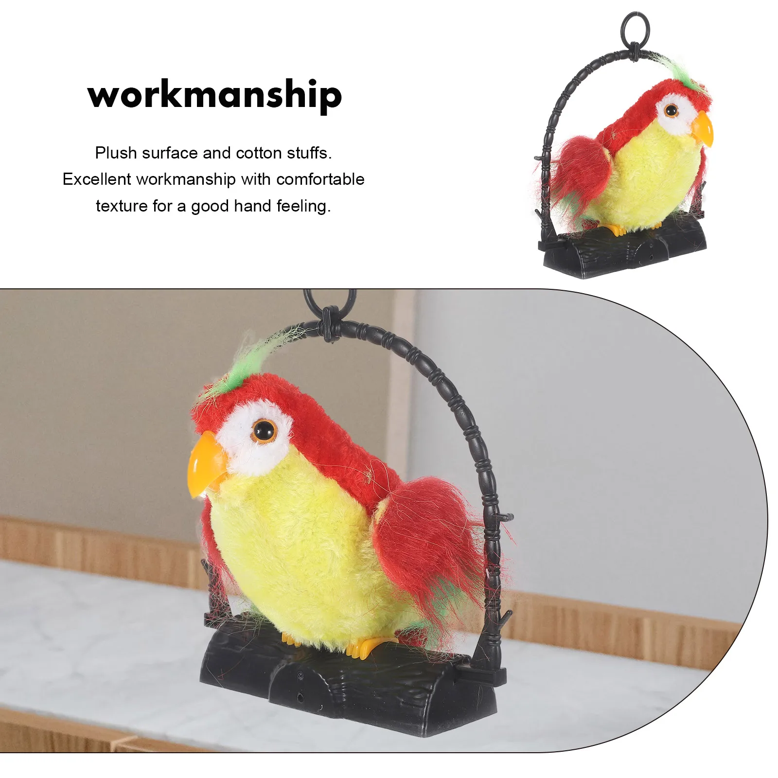 تسجيل كهربائي يتحدث الببغاء للأطفال التعلم المبكر ديكور معلق أجنحة نقل الرأس تكرار الصوت الناعم