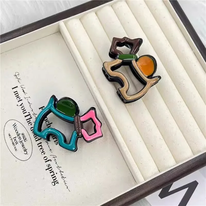 Spliced Color Hair Claw Clips Girls Korean Style 10cm/5.5cm Hair Clip Women Fashion Hair Accessories Dog Hollow Out Hair Claws