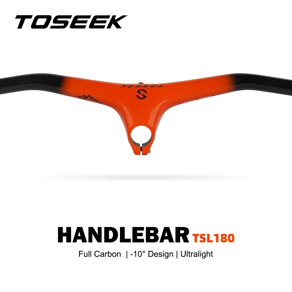 

TOSEEK MTB Handlebar Full Carbon Fiber Bike Integrated Handlebar And Stem -10 Degrees For Fork 28.6mm(1-1/8") Bicycle Parts