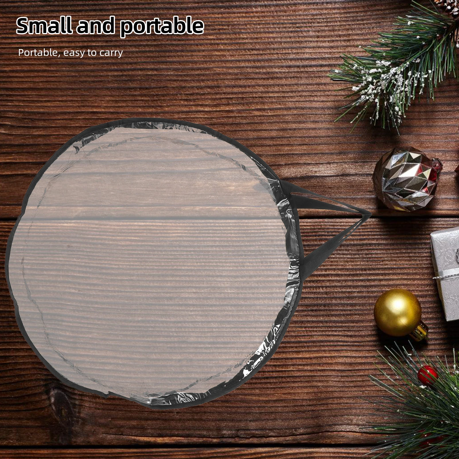 

Christmas Wreath Storage Bag Waterproof Transparent Pvc 60cm Diameter Foldable Holiday Organizer