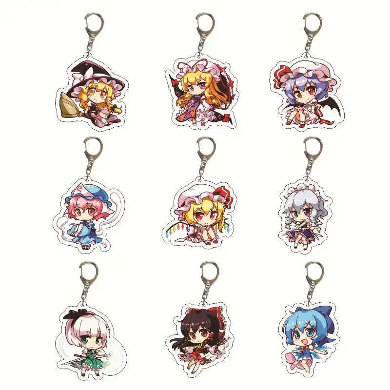 Touhou Project Hakurei Reimu Key Chains Anime Figure SinGyoku Kirisame Marisa Keychain Backpack Pendant Fast Delivery