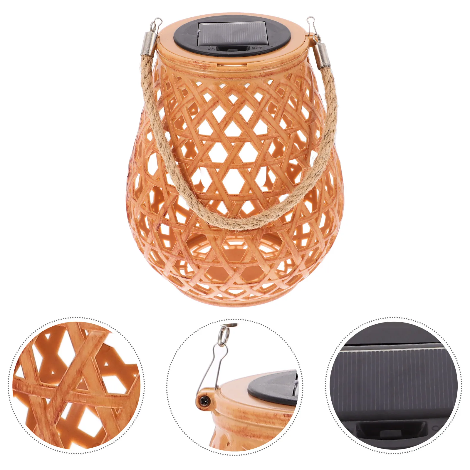 

Rattan Lamp Bamboo Patio Light Hanging Solar Boho Lanterns Fixture Yard Wicker Decorative