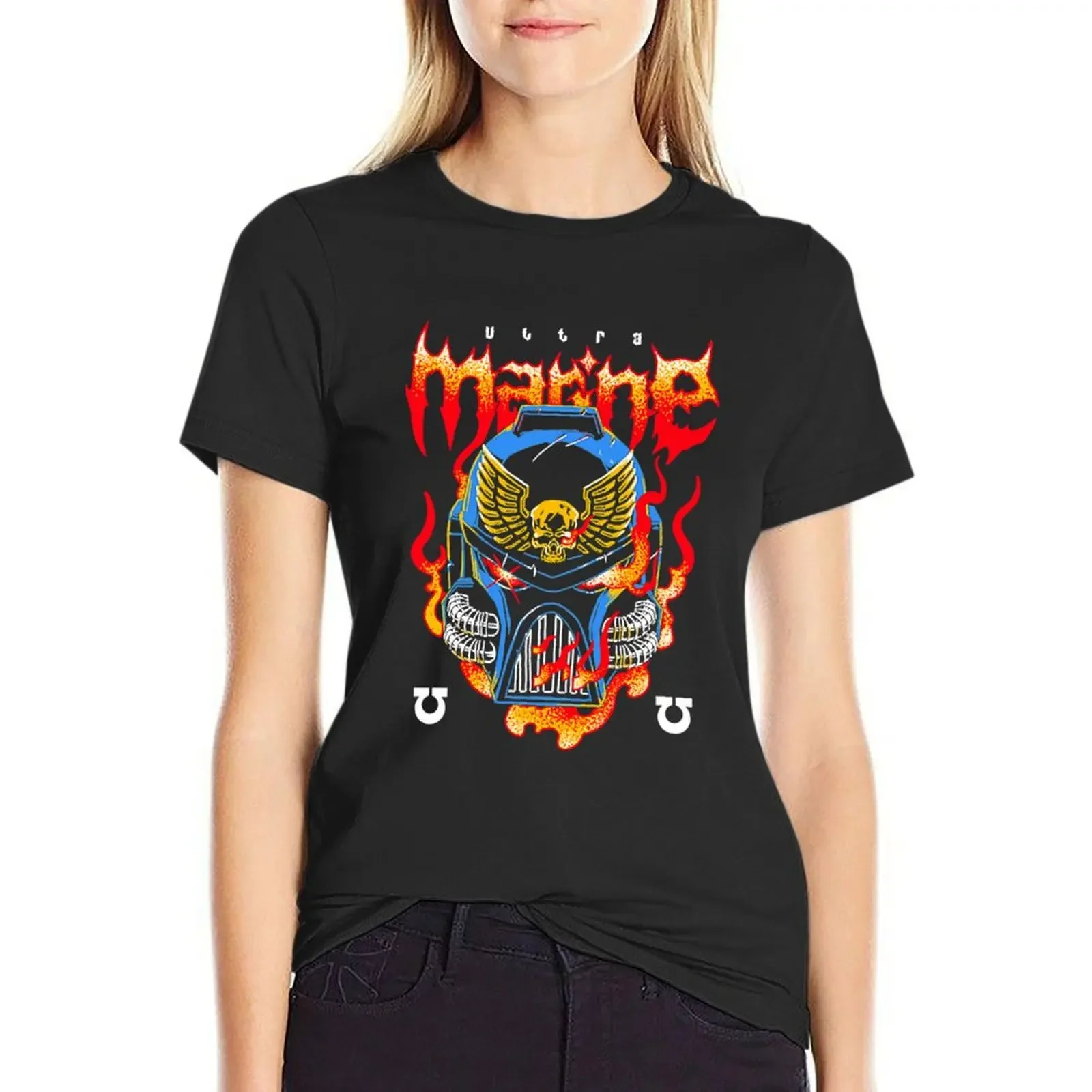 

Ultra Marine Metal T-Shirt Female clothing korean fashion cute tops female t-shirt dress for Women long