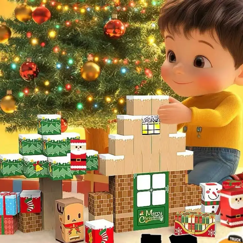 Presente de natal blocos de construção magnéticos haste brinquedos educativos para kidsstem montessori empilhamento cubos conjunto de construção