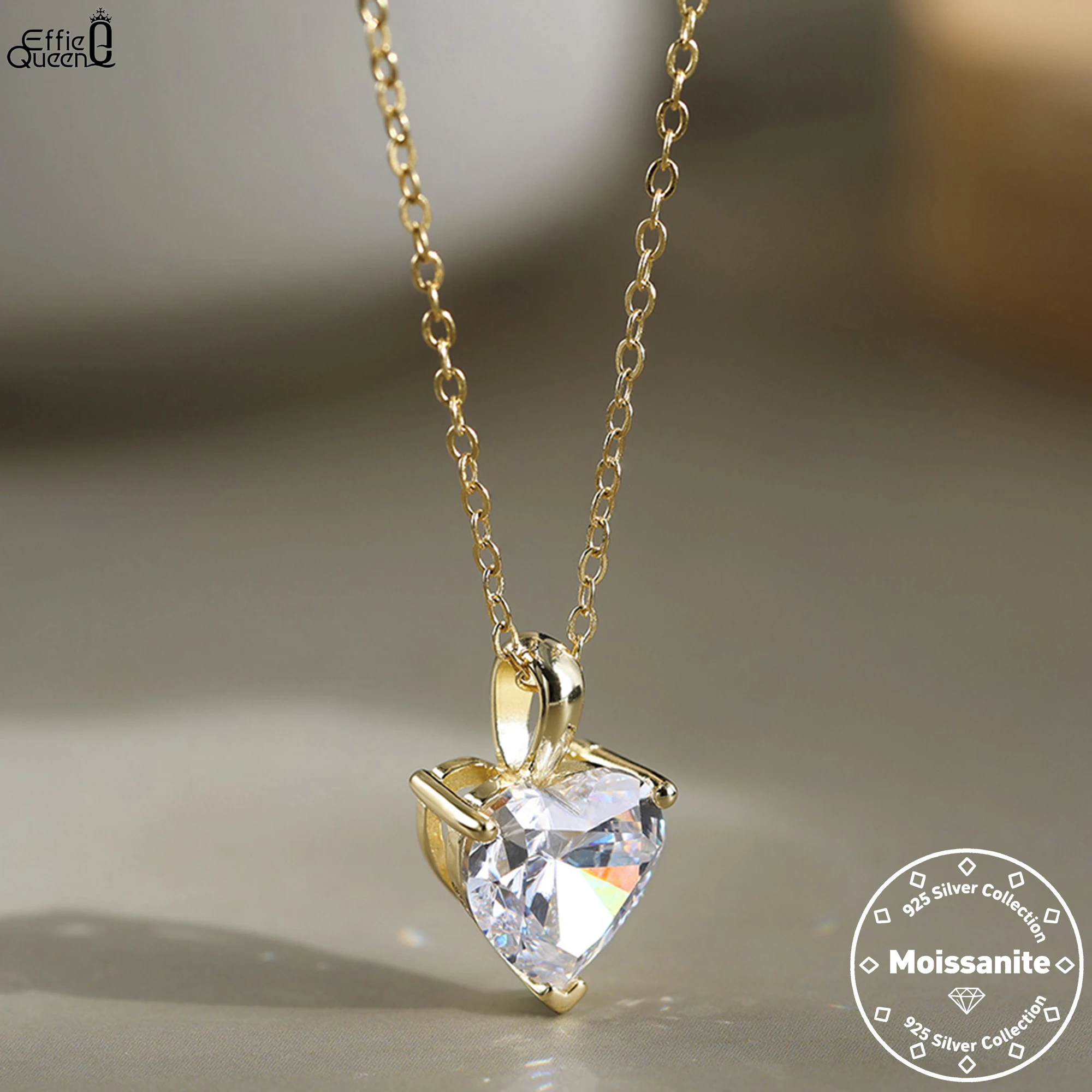

EFFIE QUEEN 100% серебро S925, 1-4 карата, ожерелье с подвеской в форме сердца из муассанита и бриллианта для женщин и мужчин, ювелирные изделия, тренд 2023 года, MON08