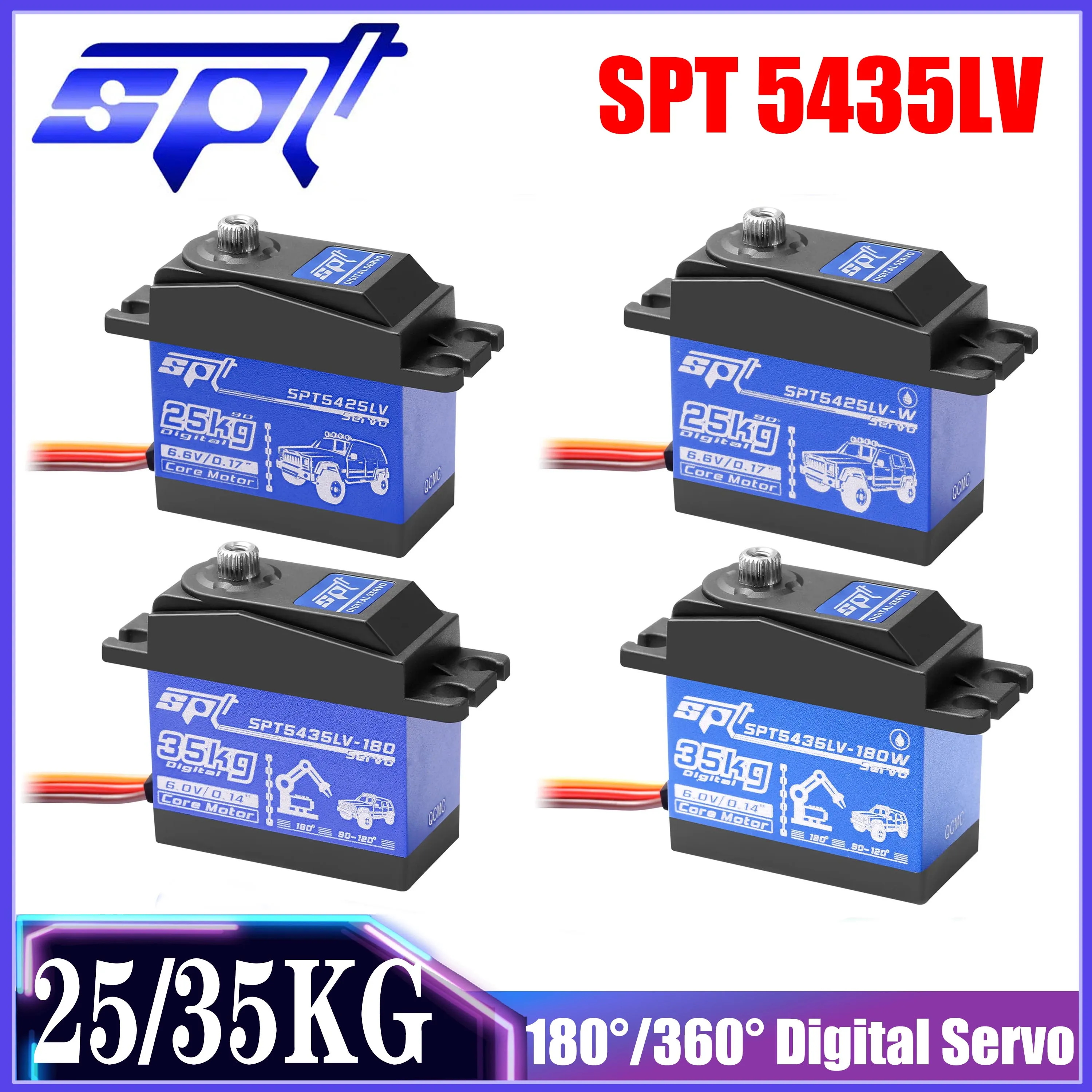 

SPT 25KG 35KG 180°/360° Waterproof Metal Gear Digital Servo Large Torque 5435LV for RC Car Crawler SCX10 TRX4 Boat Drift Robot