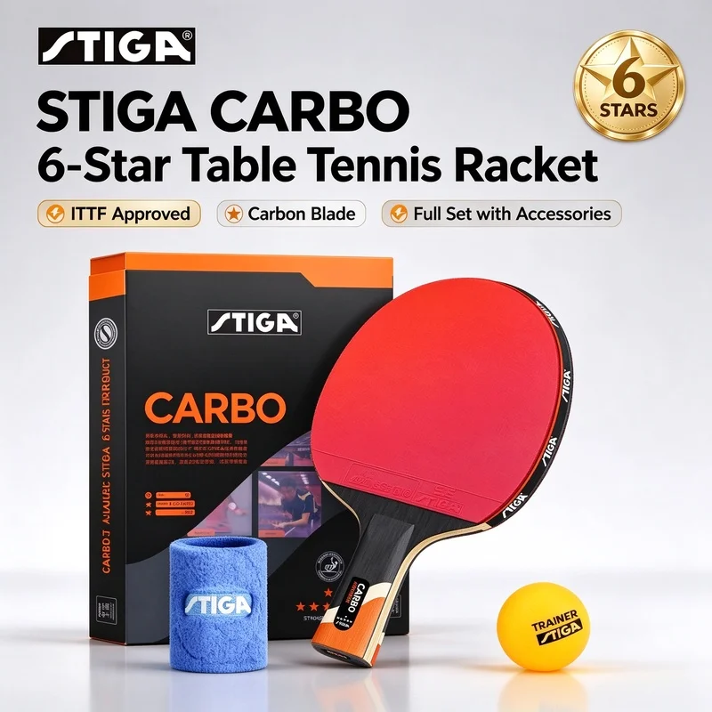 Original STIGA CARBO 6 Star Table Tennis Racket 5+2 Carbon Table Tennis Racket Used for Advanced Rapid Attacks of To All Players