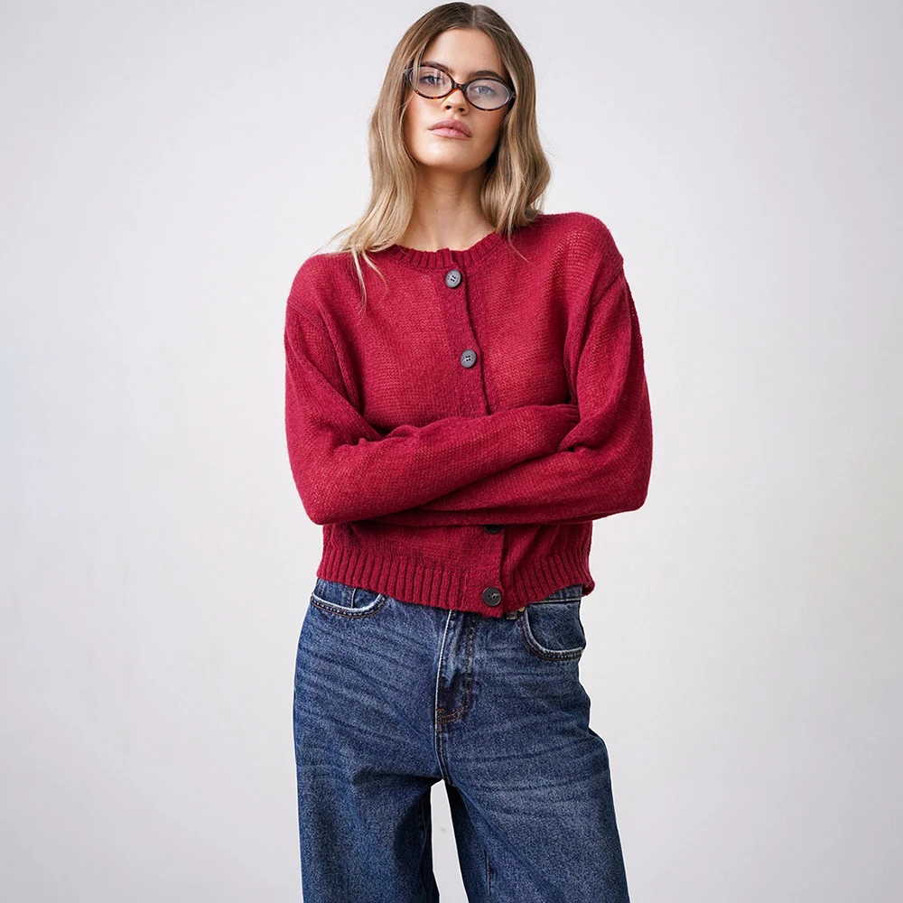 

Talenza женский вязаный кардиган однотонный повседневный простой новый вязаный топ осенняя офисная мода базовая уличная одежда женский вязаный свитер