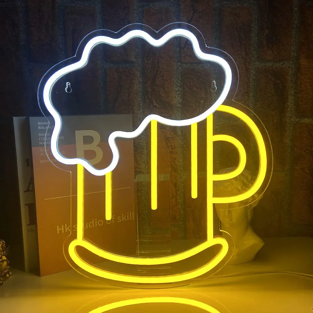 Beer Neon Signs Neon Bar Sign Personalized Neon Sign USB Powered Neon Lights for Bedroom Restaurant Bar Party Decoration