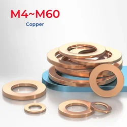 M4 M5 M6 M8 M10 M12 M14 M16 M18 M20 M22 M24 M27~M60 Copper Solid Washer Shim Flat Ring Gasket Rings Seal Plain Spacer Washers