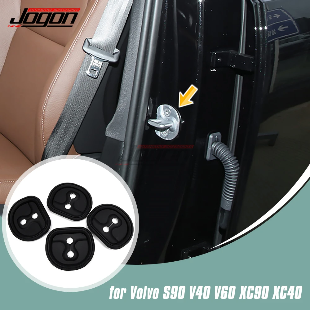 For Volvo S90 XC60 V40 V90 XC40 XC90 XC60 Door Lock Buckle Cover Trim 4PCS Rubber Door Anti-Collision Protective Accessories