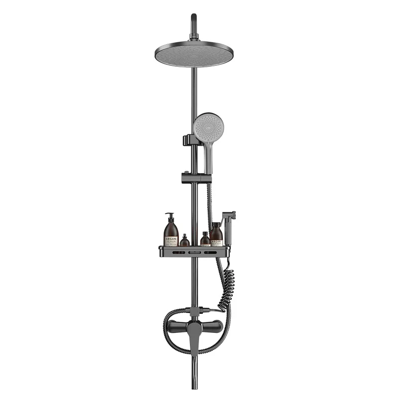 Minimalist Concealed Bathroom Shower System Thickened Shower Head Set High Pressure Water Flow Copper Shower Set Bathroom