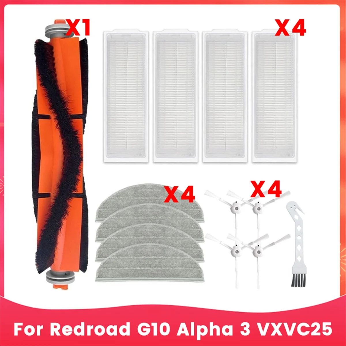 

FZFZ For G10 Alpha 3 VXVC25 Robot Vacuum Cleaner Spare Parts Main Side Brush Hepa Filter Mop Cloth Accessories