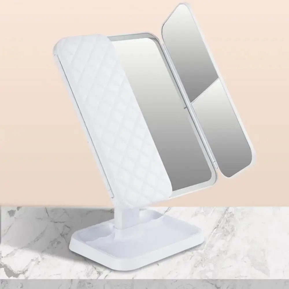 3X/2X/1X Magnifications Cosmetic Mirror 180° Adjustable Rotation 3 Panels Makeup Table Mirror Folding Touch Sensor Switch