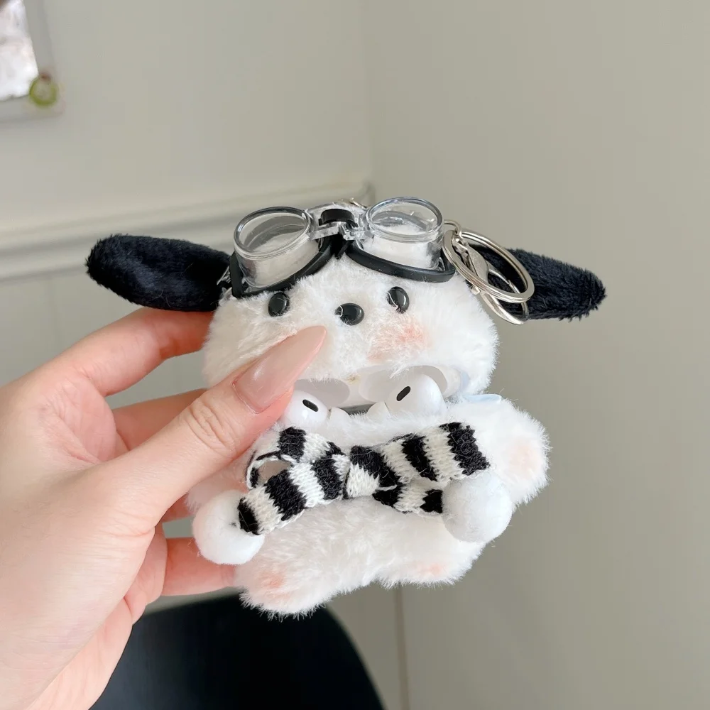 Cute Plush Sanrio Scarf Pochacco Earphone Cover For Apple Airpods 1 2 3 4 Pro 2 Pro 3 Fluffy Bluetooth Headset Protective Cover