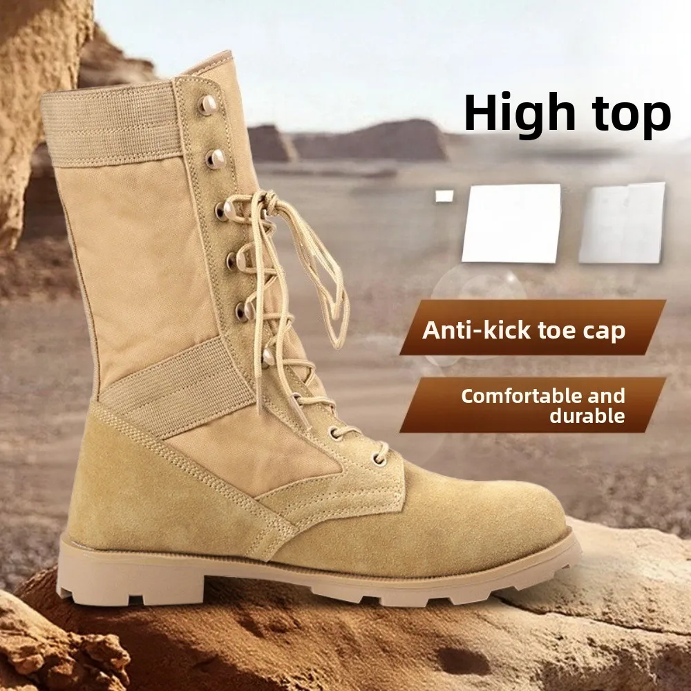 New 2025 Men's Winter High-Top Ultra-Light Tactical Boots Desert Training Mountain Climbing Shoes Synthetic Upper Plastic Sole