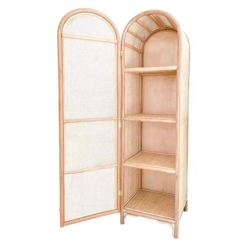

Nordic rattan single and double door simple wardrobe household bedroom locker