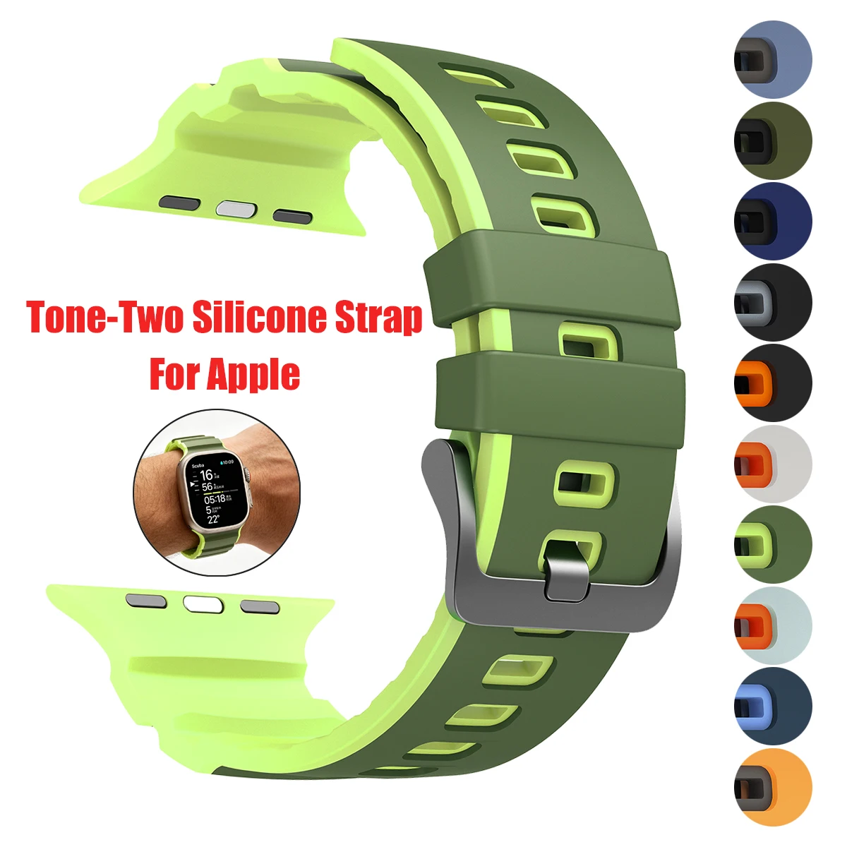 Silicone Band for Apple Watch Ultra 4 3 2 49mm 46mm 45mm 44mm Strap Bracelet Belt Iwatch Series 12/11/10/9/8/7/6/SE/5 Wristband