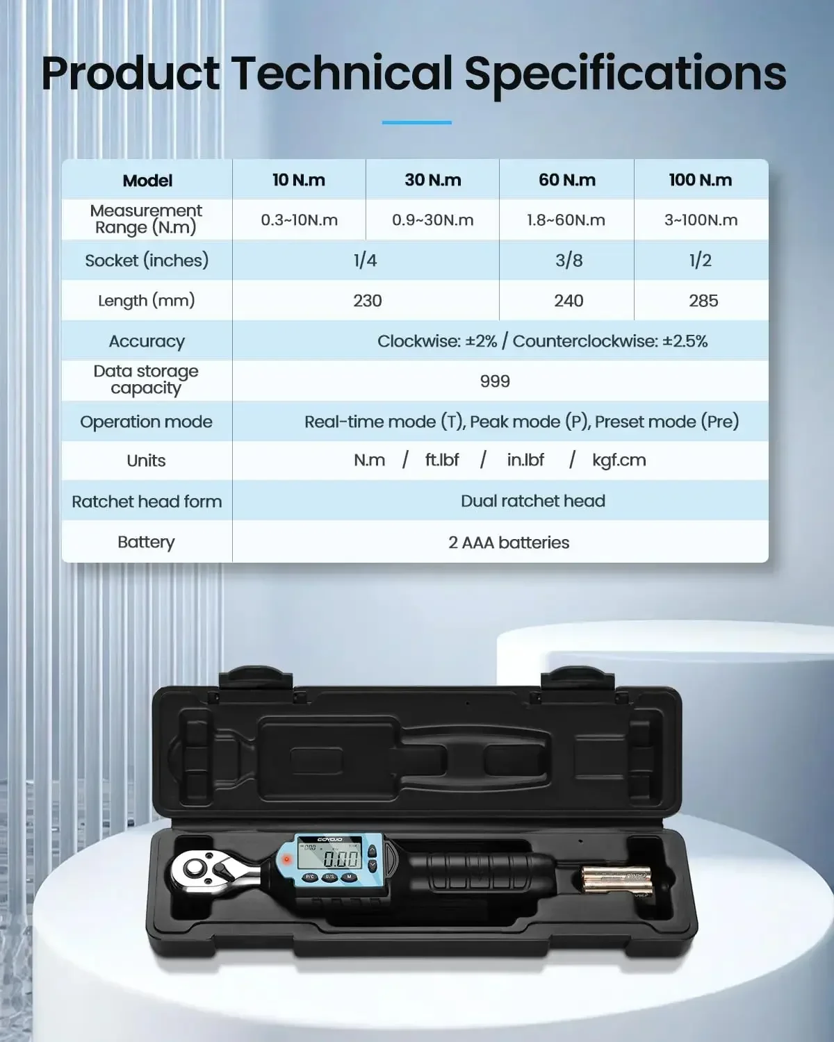 GOYOJO Professional Adjustable Preset Mini Digital Torque Wrench Bicycle Car Repair Tool Torque Spanner 1/4\