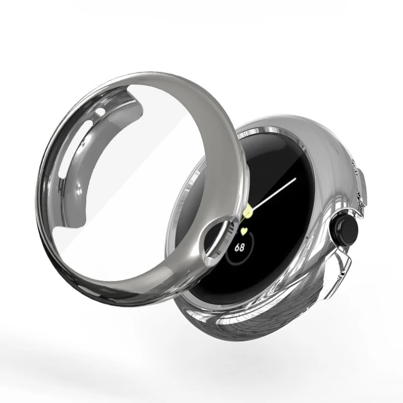 حافظة ساعة مدمجة مطلية بالكهرباء وفيلم لساعة Google Pixel Watch 2 المصنوعة من مادة TPU الشاملة للساعة الناعمة