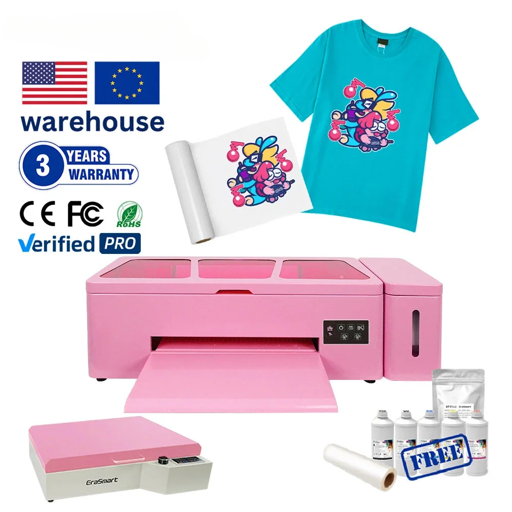 

Erasmart imororas DTF A2 A3 A4 printing printhead washer I3200 pink DTF printer with powder shaker and oven