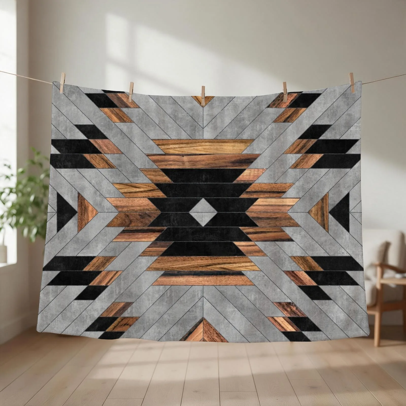 Urban Tribal Pattern No.6 - Aztec - Concrete and Wood Throw Blanket Quilt Luxury Brand Kid'S heavy to sleep Blankets