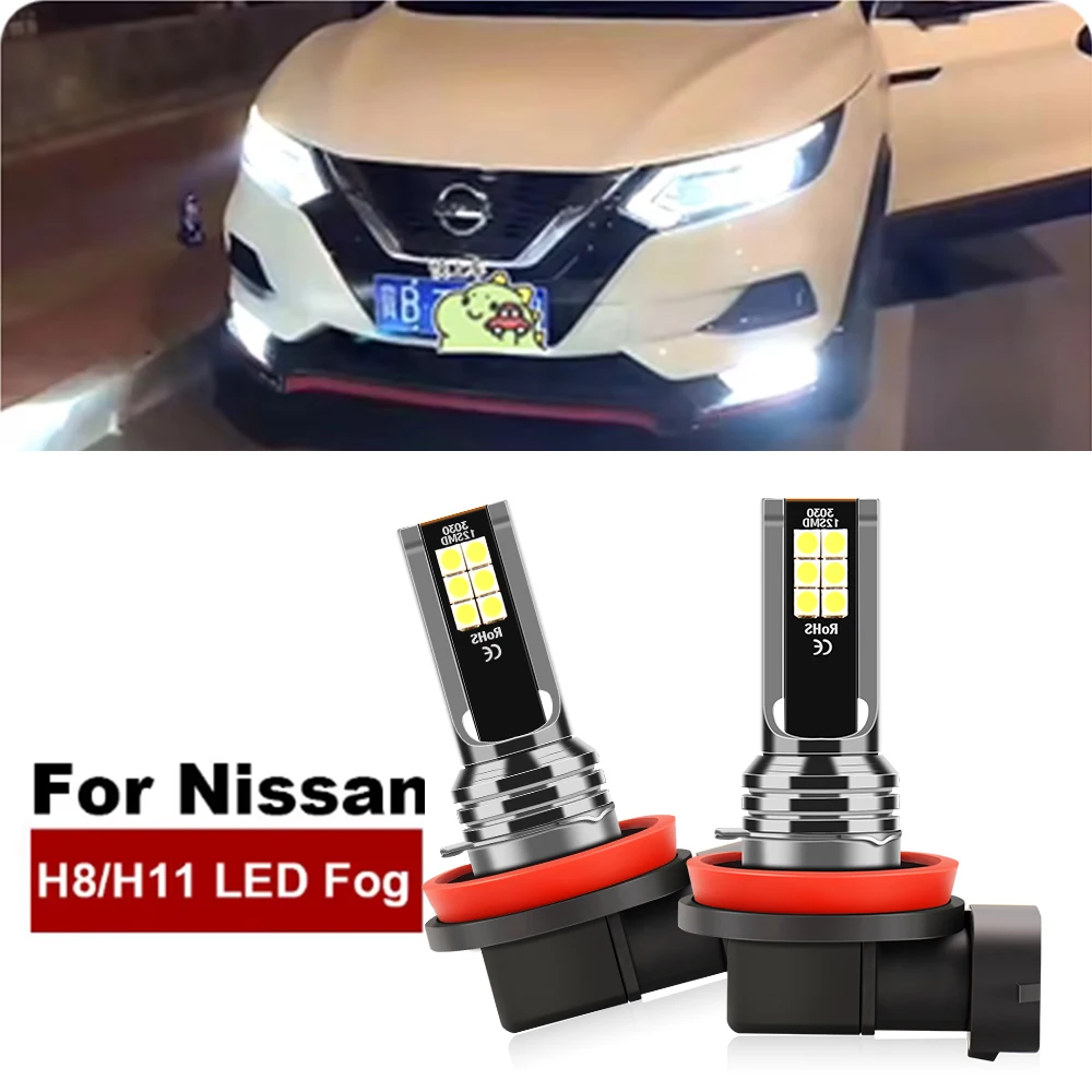 

2pcs For Nissan Qashqai j10/j11 For Nissan X-Trail T30/T31/T32 2005-2018 LED H8 H11 H16JP Fog Light Bulb Car DRL Lamp 6000K 12V