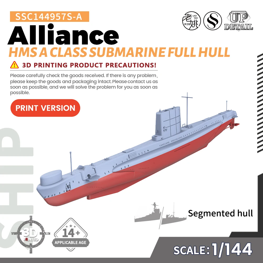 SSMODEL SSC144957S-A 1/144  Military Model Kit HMS A class Submarine Alliance Full Hull Miniature Static Model