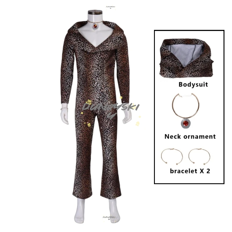 Divertido disfraz de leopardo Rhod para hombre, mono con cuello de pico de rubí de película, traje de fiesta de Halloween para artista de escenario