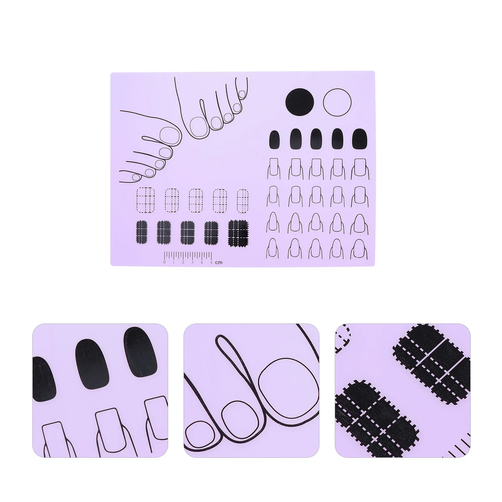 

Practice Purple Silica Gel Hand Mat Acrylic Manicure Fingernail Design Create Shapes Learn Skills Nail Tech