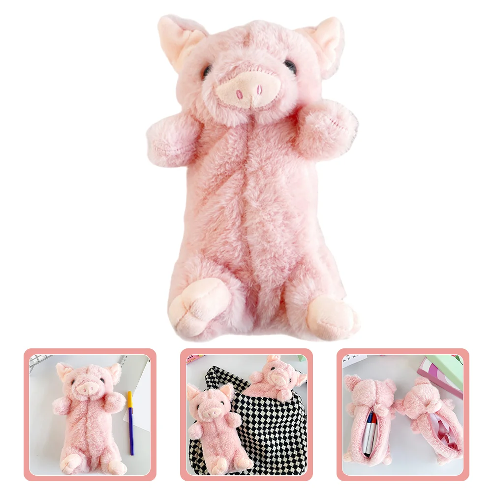 Pig Pencil Case Pouch Plush Bag Multi-function Lovely Cartoon Student