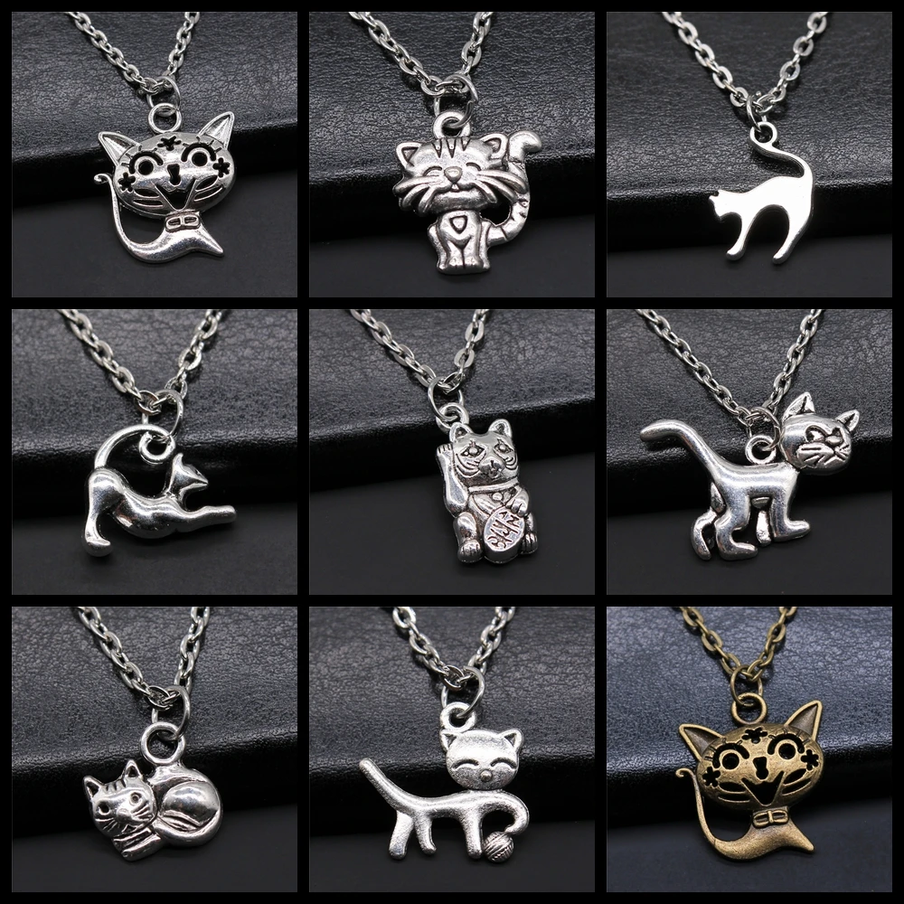 Cute Cats Pendant Necklace Lucky Cat Bring Money Pendant Necklaces Pet Cat Jewelry Gift Necklace For Women Men Boy Girls