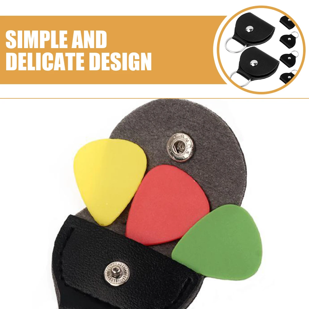 

6 pcs Picks Storage Pouch Keychain Guitar Pick Holder Small Size Lightweight Portable Protect Case PU Material