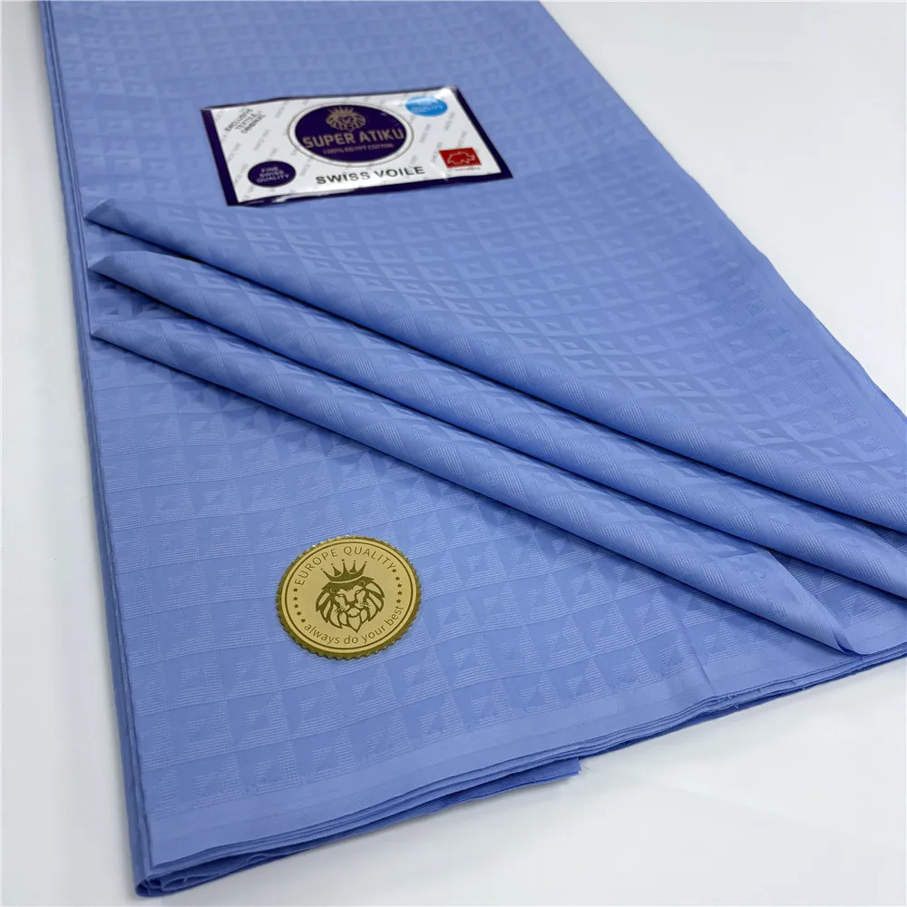 Luxury 5 Yards Swiss Voile 100% Cotton Lace Fabric Good Quality Soft African Atiku Fabric For Men Clothing Materials 15A60