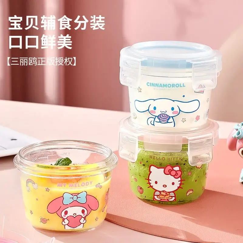 Sanrio Hello Kitty Anime Kawaii Cinnamoroll Ins Baby Food Bowl Cute My Melody Food Storage Box Household Tableware Gifts Toys